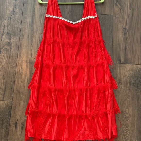 Flapper dress w tassels. Tailored large to medium 7/8 great color perfect length - Picture 2 of 2